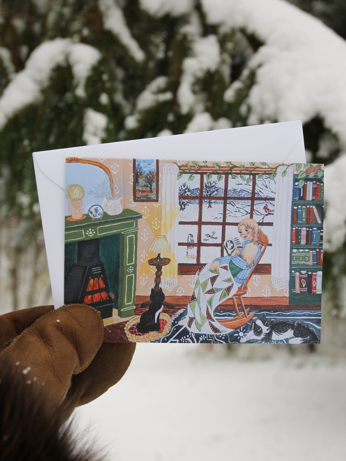 Snow Day Snuggle Christmas Card