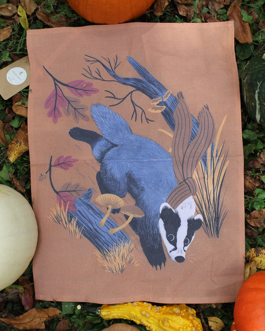 Badger's Day Out Tea Towel