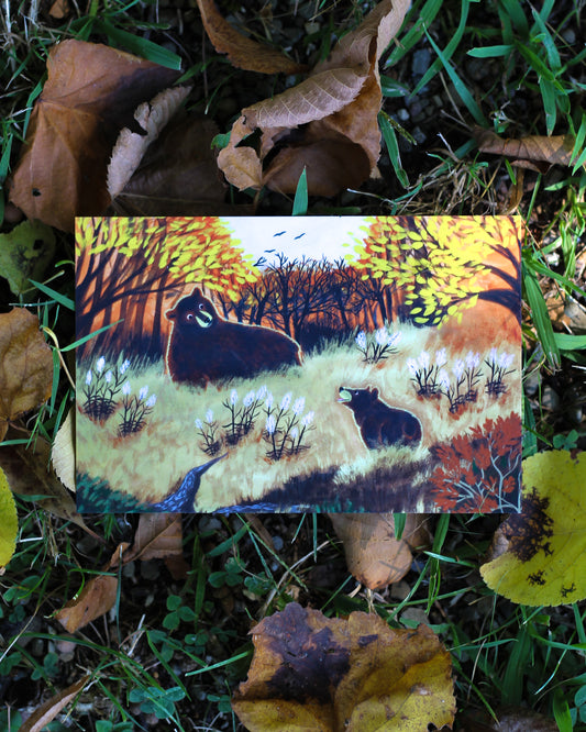 Bears In A Field Post Card