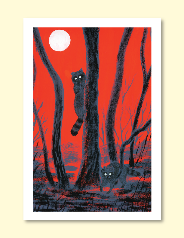 Raccoon Moon Print